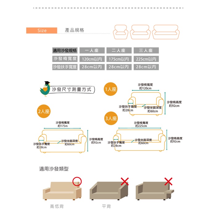 【格藍傢飾】和風綿柔仿布紋沙發套-陽光橙1人座/2人座/3人座/4人座 萬用沙發罩彈性防滑全包, , large