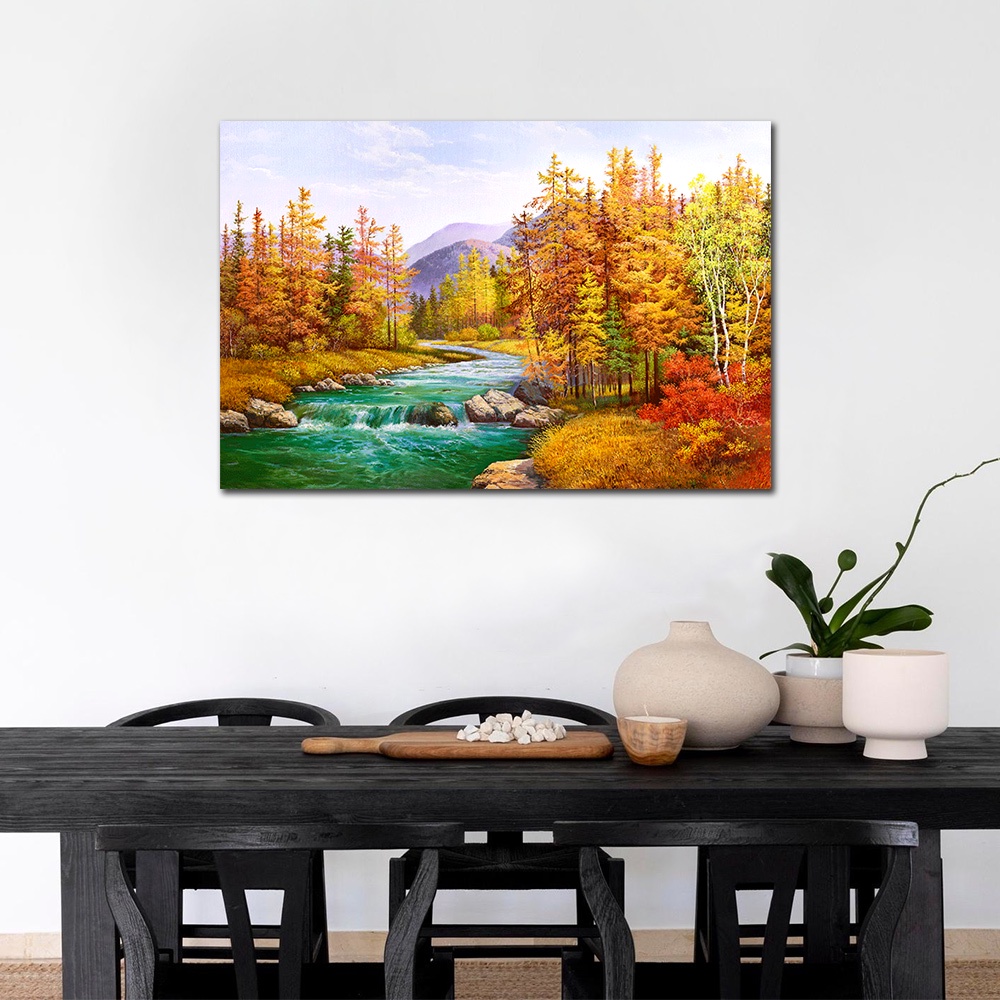 【御畫房】富金風溪流 國家一級畫師手繪油畫60×90cm(VF-10), , large