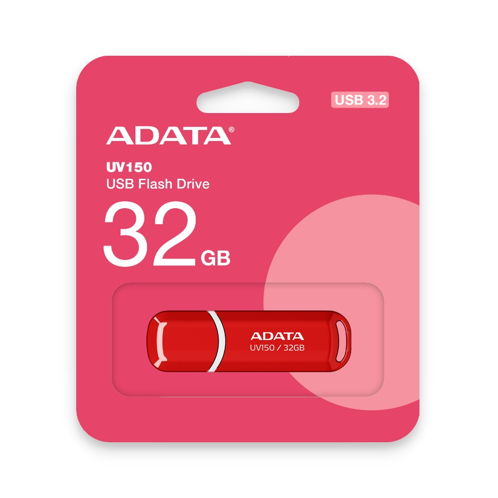 【ADATA 威剛】UV150 32G 紅色 USB 3.2 Gen 1 高速 隨身碟, , large