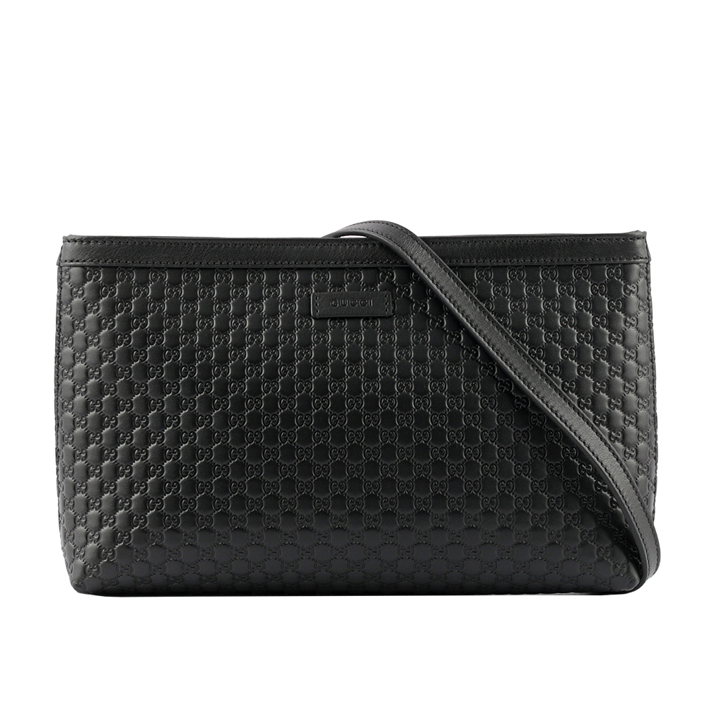 GUCCI Guccissima 壓紋牛皮手拿/斜背包/黑色, , large