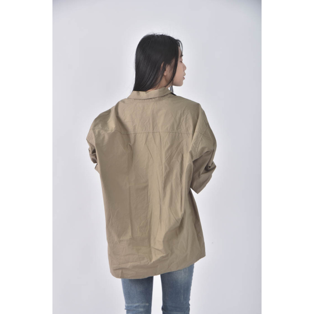 (2XL) woodsage韓牌純棉排扣綠色襯衫上衣二手衣, , large