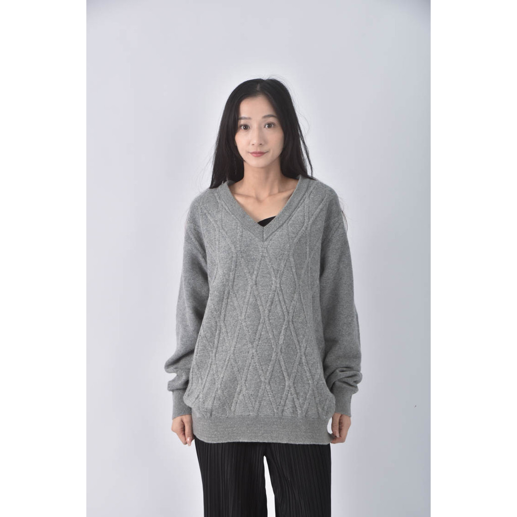 (XL) mario giorgl質感格紋灰色長袖上衣二手衣, , large