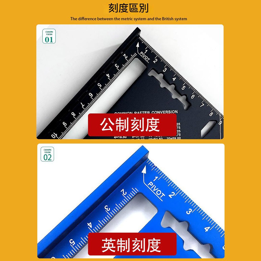 Aluminum Alloy Triangle Ruler - Model B, 7-inch Black, Metric, Thickened, , large