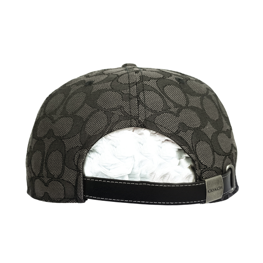 COACH CC Logo 緹花布及皮革棒球帽 M-L/炭灰色/黑色, , large
