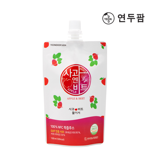 【韓國YEONDOOFARM妍杜農場】NFC 100% 好農 蘋果甜菜汁禮盒組 (100ml × 20包), , large