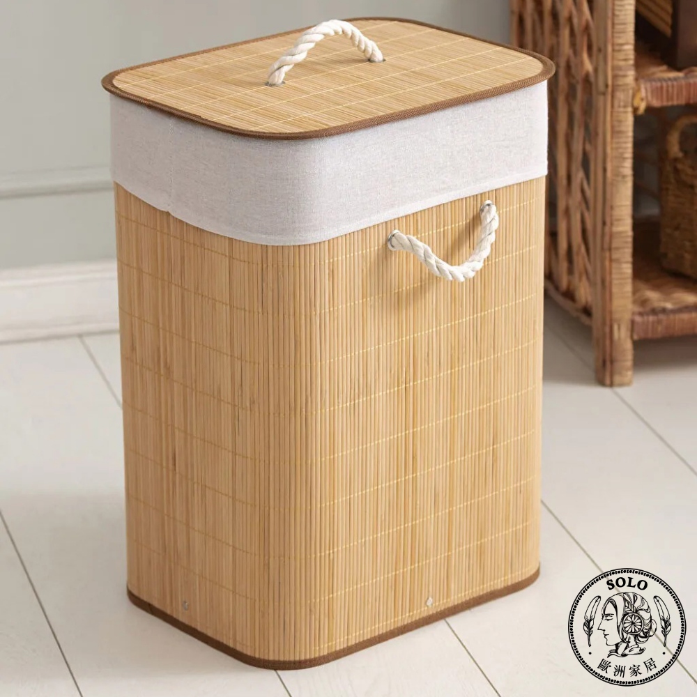 【SOLO Vintage】LCW Home 56x39x29cm Natural Bamboo Woven Laundry Basket, , large