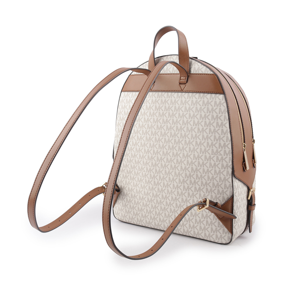 Michael Kors Jaycee 金字塗層帆布拉鍊口袋大款後背包(香草色), , large