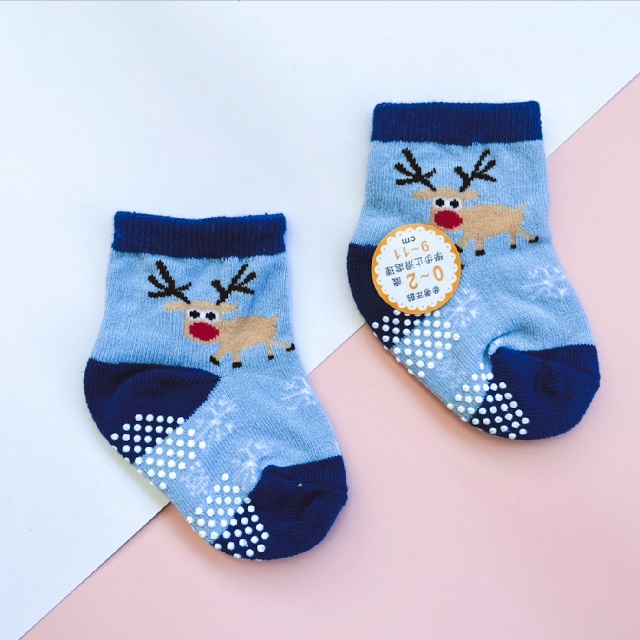 [Kaimei Cotton Industry] 10 pairs set, random and excellent, MIT made in Taiwan, pure cotton anti-slip children's socks (baby version 0-2 years old) - gentle moose style, , large