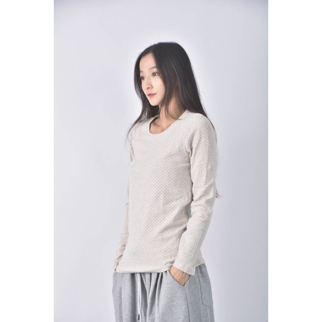 (S) 點點白色長袖上衣二手衣, , large