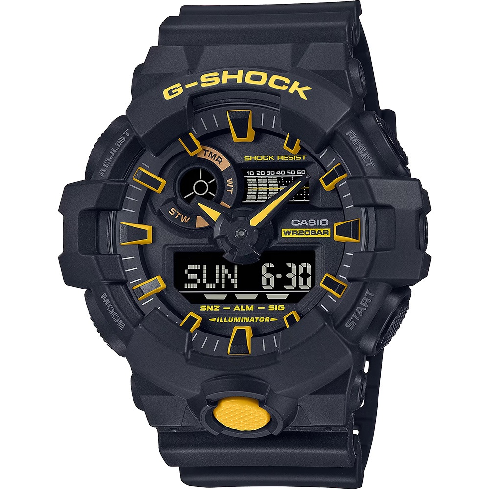CASIO 卡西歐 G-SHOCK 黑黃配色系列 雙顯手錶 GA-700CY-1A, , large
