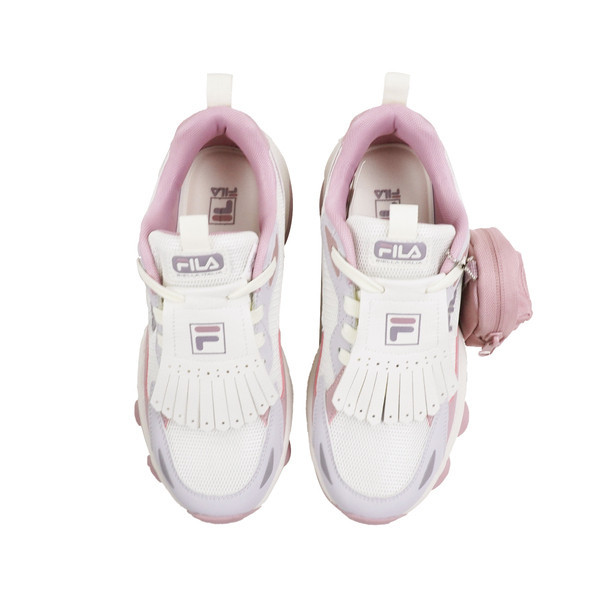 Kixpress-Fila Tassel 女 休閒鞋 運動 復古 老爹鞋 流蘇 小書包吊飾 穿搭 米白 粉紫 [5-J318Y-754], , large