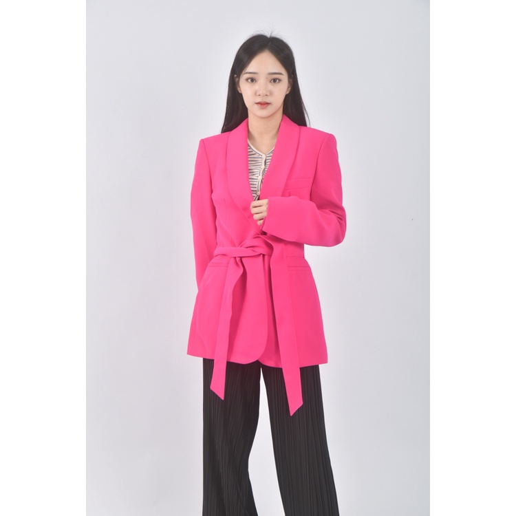 (S) zara西裝質感粉色綁帶外套二手衣, , large