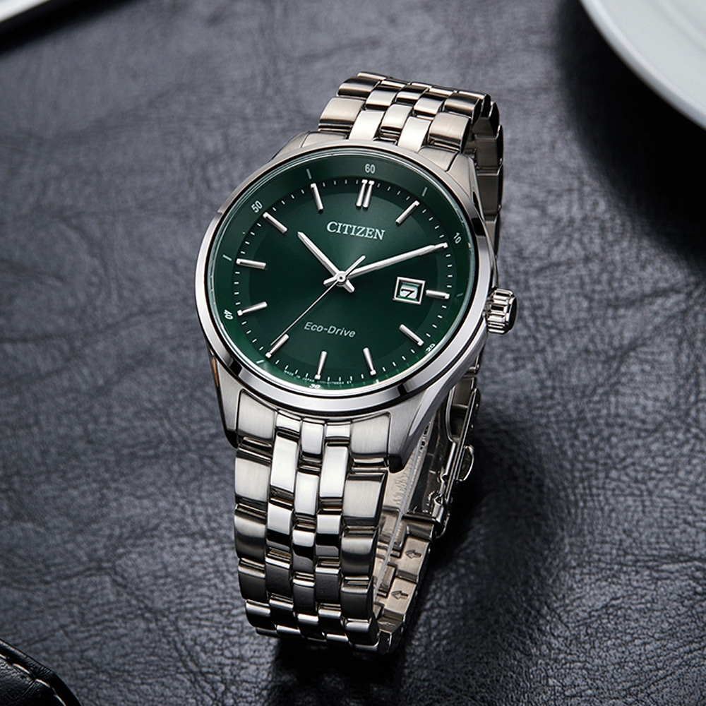 CITIZEN 星辰 光動能城市手錶-綠 BM7569-89X, , large