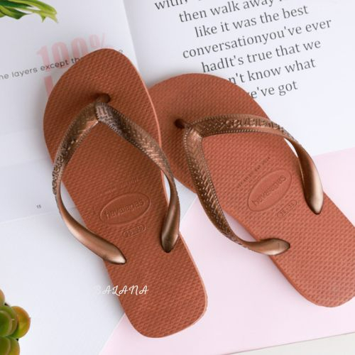 [巴拉娜巴西人字拖專賣店]中壢實體店面 Havaianas 哈瓦仕 夾腳拖/人字拖鞋 TOP 寬帶 素色 沙灘 海灘 海邊 古銅/粉, , large