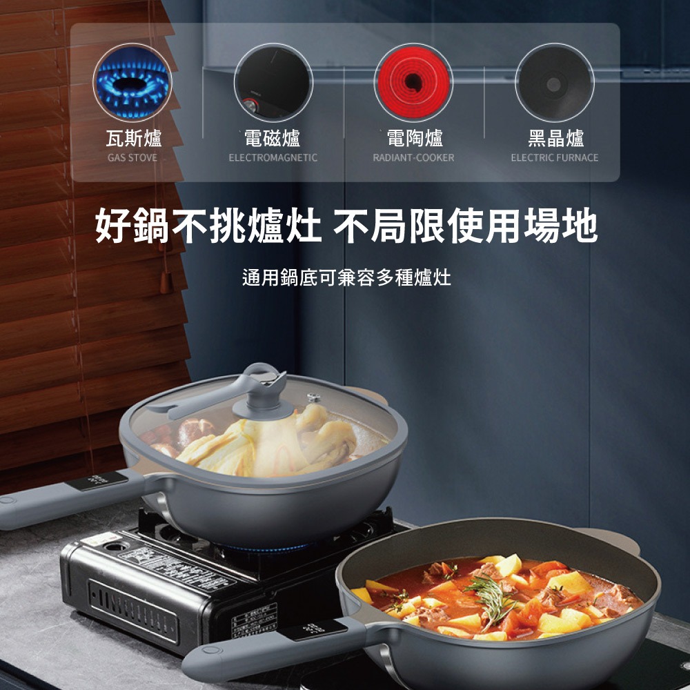 【APEX】智能顯溫不沾深炒鍋30cm, , large