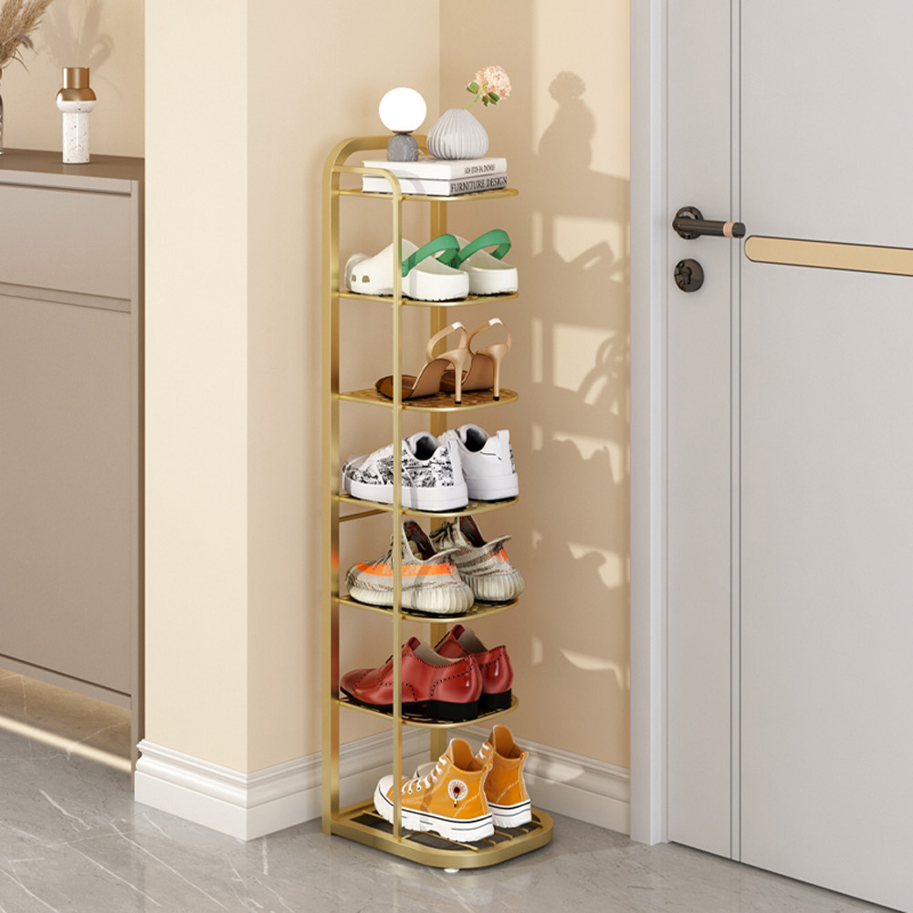 【AOTTO】鐵藝質感七層置物收納鞋架-金色(FT-016X), , large