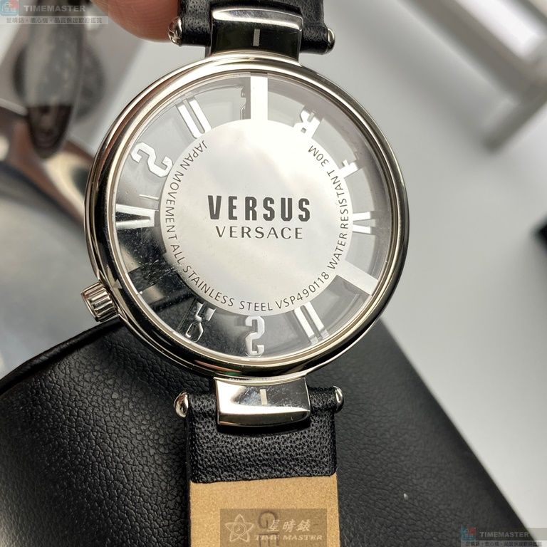 [星晴錶業]VERSUS VERSACE手錶,36mm,VV00089銀色錶面銀錶殼深黑色真皮皮革錶帶款, , large