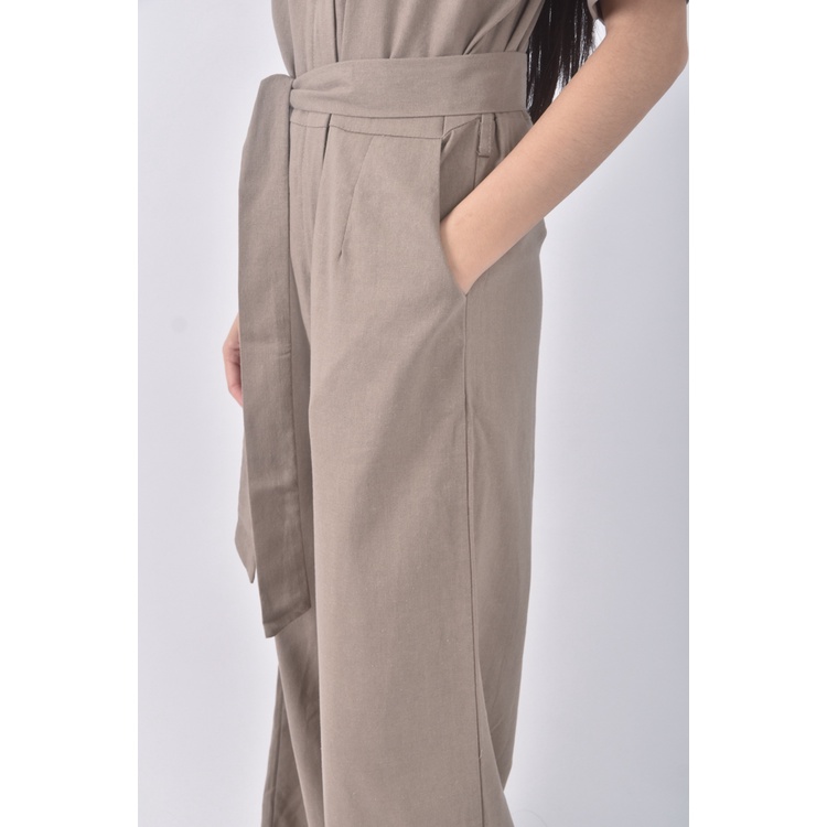 (2XL) before高腰拉鍊棕色綁帶連身裝二手衣, , large