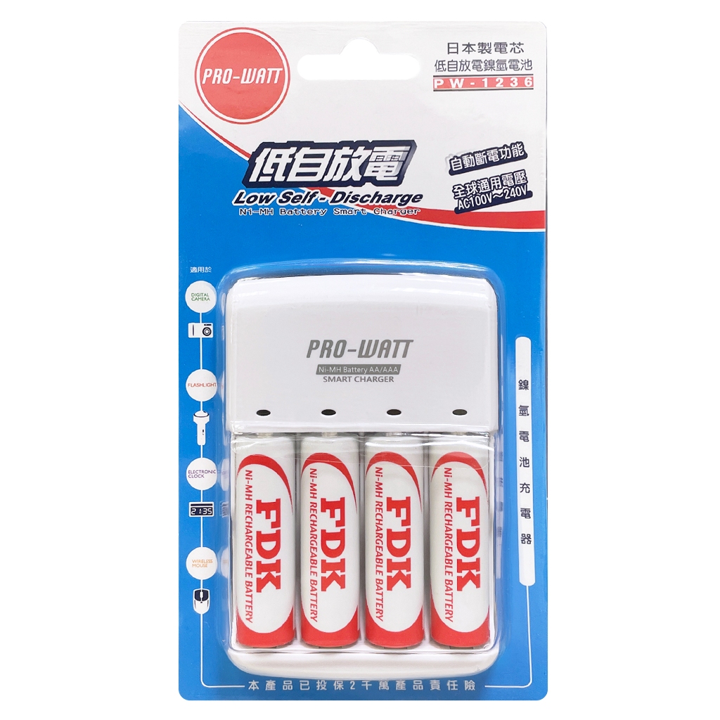 FDK 2-in-Low Self-Discharge NiMH Battery - No. 3 (1900mAh) / No. 4 (750mAh) / PW1236 Charging Pack, , large