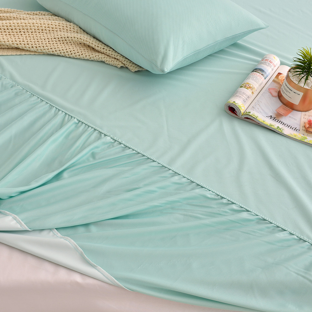 【FOCA】Lake light green | Professional nursing grade 100% ultra waterproof mattress protector - Double extra large, , large