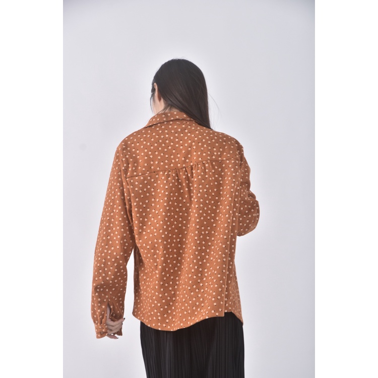 (L) smile質感碎花橘色長袖上衣二手衣, , large