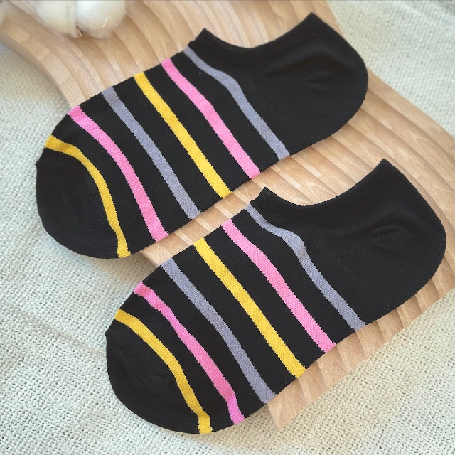 [Kaimei Cotton Industry] 10 pairs set, random and excellent, MIT made in Taiwan, combed cotton, women's version of right-angle socks, youthful stripes, , large