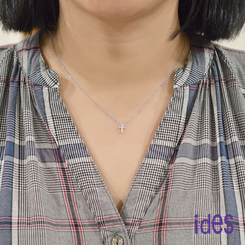 [ides愛蒂思] 成年禮 生日禮 日系輕珠寶OL系列設計款14K金鑽石項鍊鎖骨鍊/十字架（小）, , large
