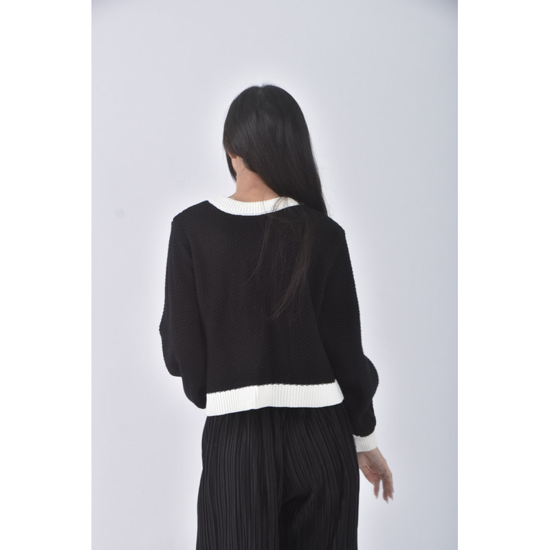 (S) majestic legon質感圓領黑色長袖上衣二手衣, , large