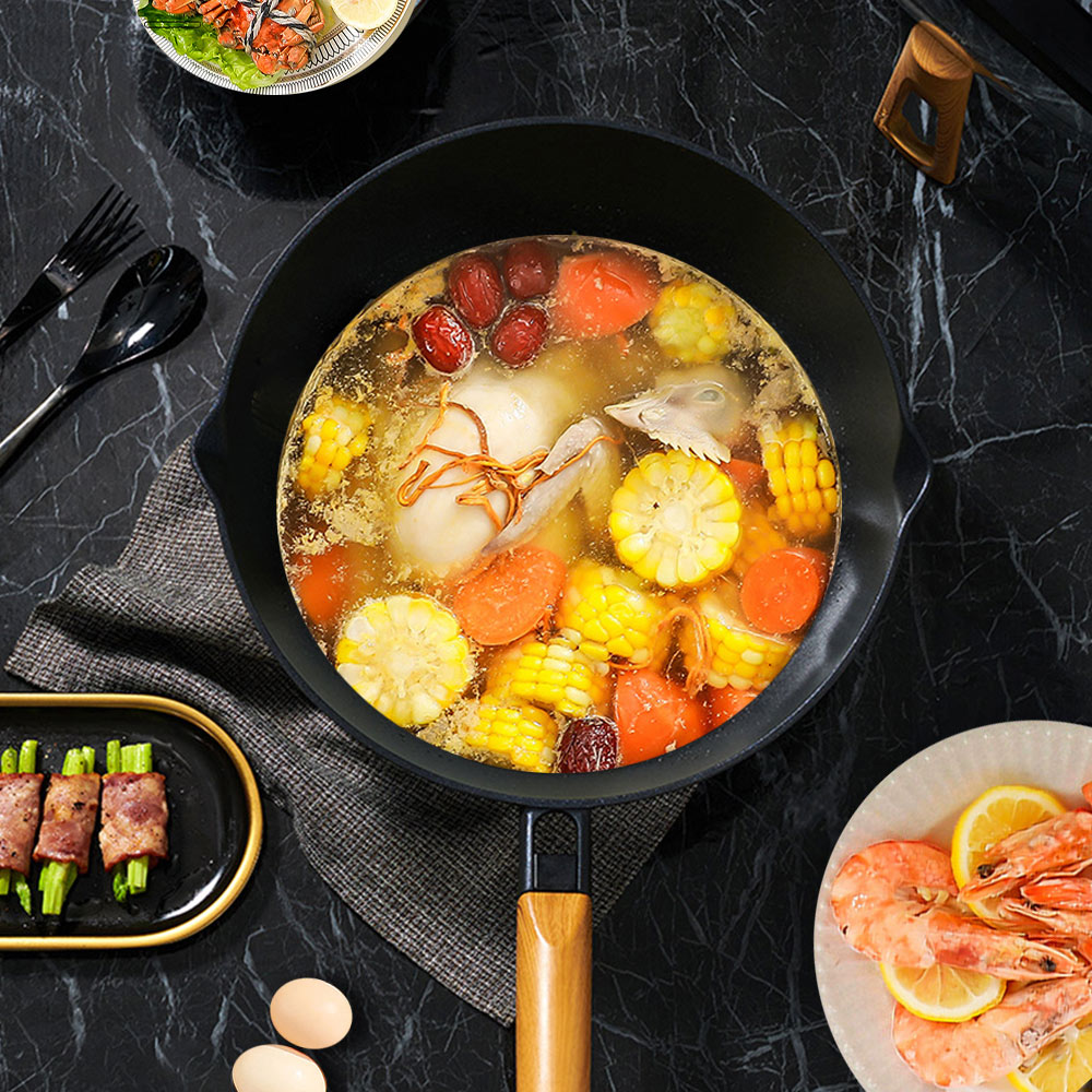 【Taste Plus】悅味元木 鑽石級內外不沾鍋 平底煎鍋 26cm IH全對應(贈原廠鍋蓋+木鏟), , large