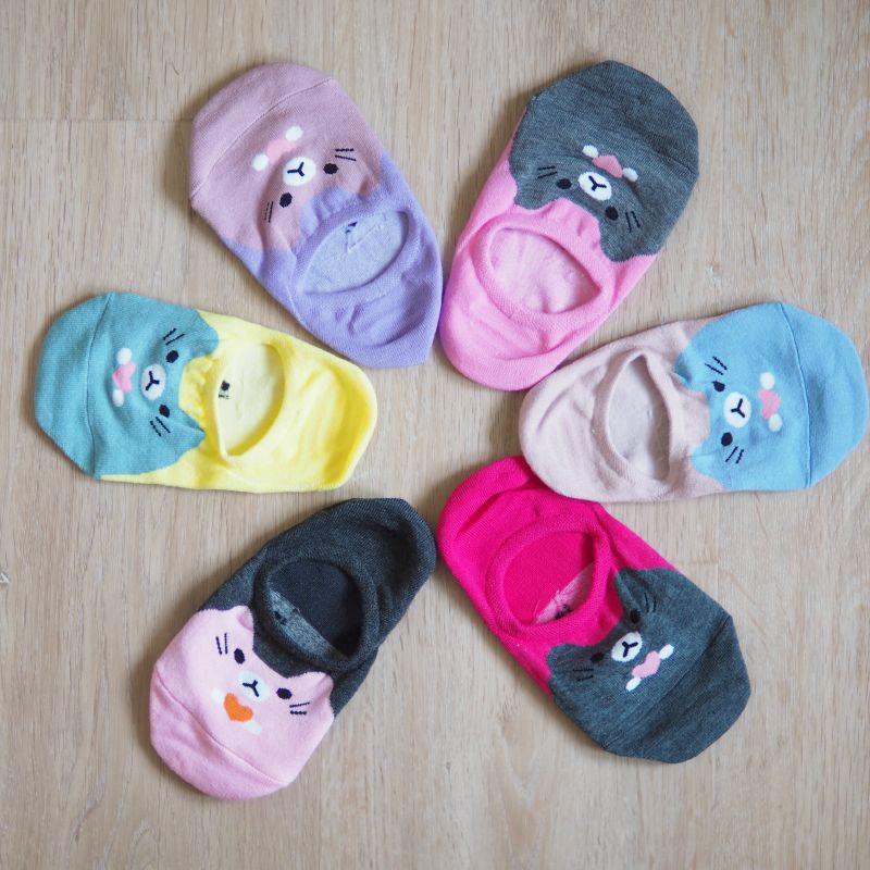 [Kaimei Cotton] 12 pairs of random excellent MIT Taiwan made cat invisible socks non-slip breathable, , large