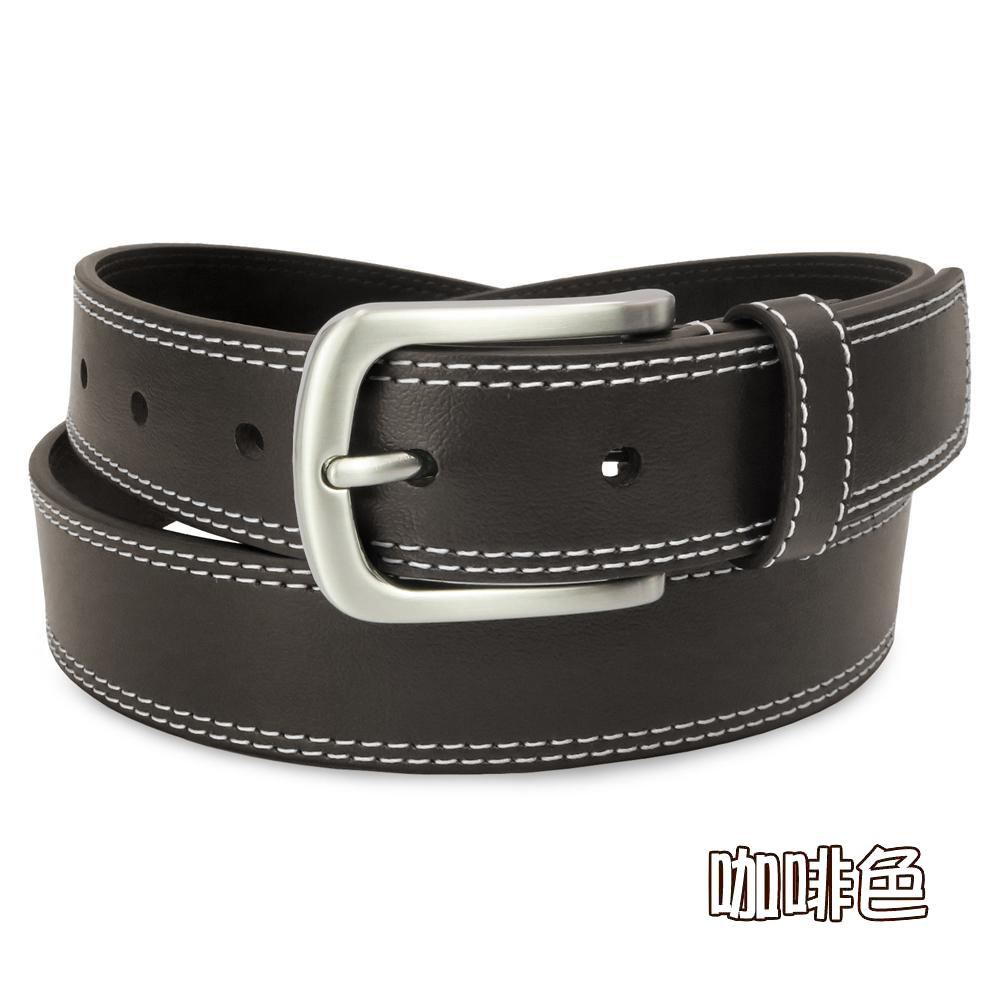 【CH-BELT 銓丞皮帶】中性百搭皮帶 雙車線 情侶休閒腰帶(黑/咖), , large
