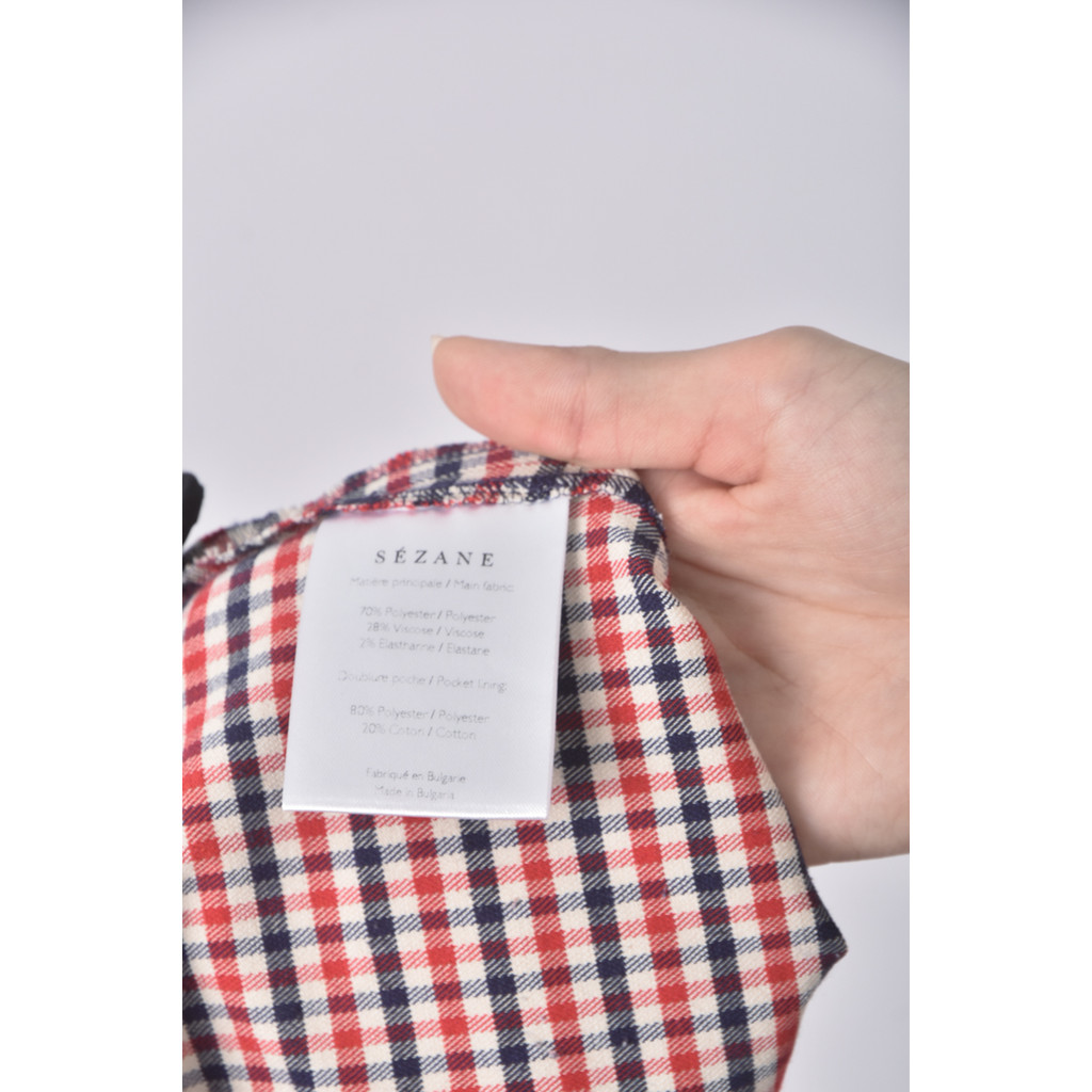 (XL) sezane高腰格紋紅色長褲二手衣, , large