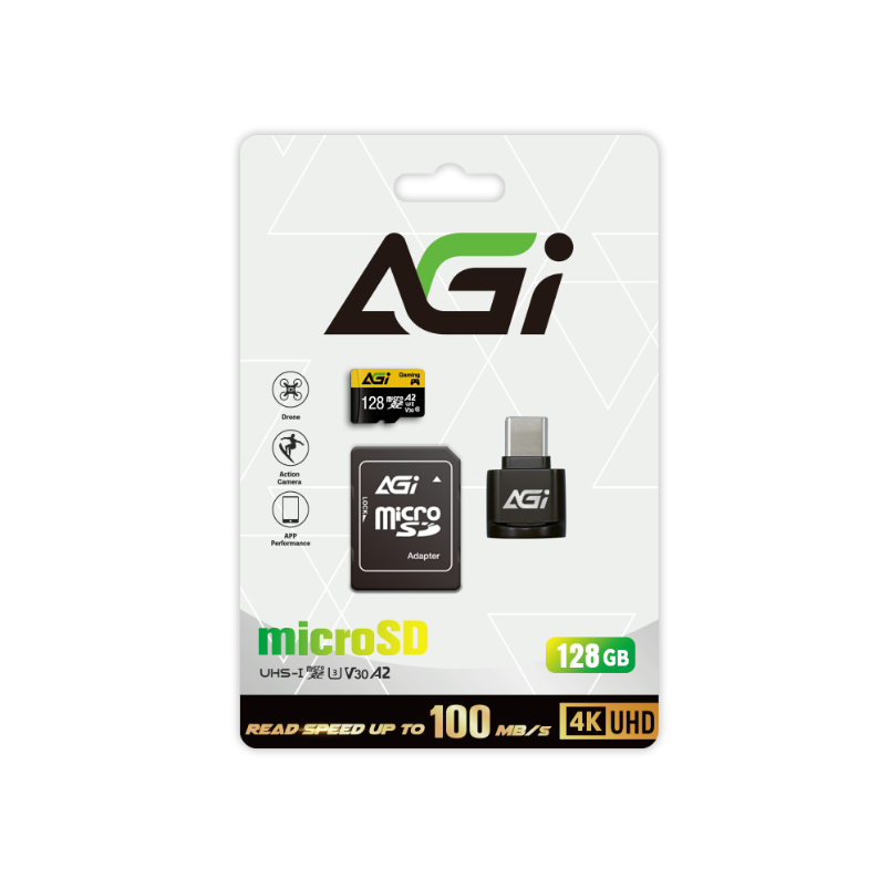 AGI 128GB microSD U3 A2附轉卡+讀卡機, , large