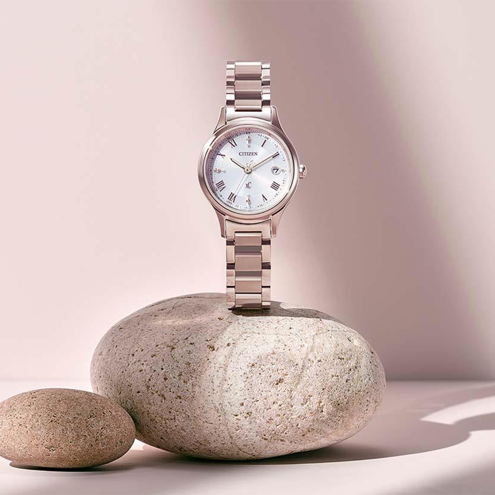 CITIZEN 星辰 XC 輕奢光 光動能鈦金屬電波女錶 送禮推薦-27mm ES9497-96A, , large