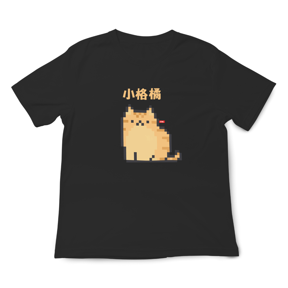 JZ TEE 貓咪-小格橘 印花短袖T恤, , large