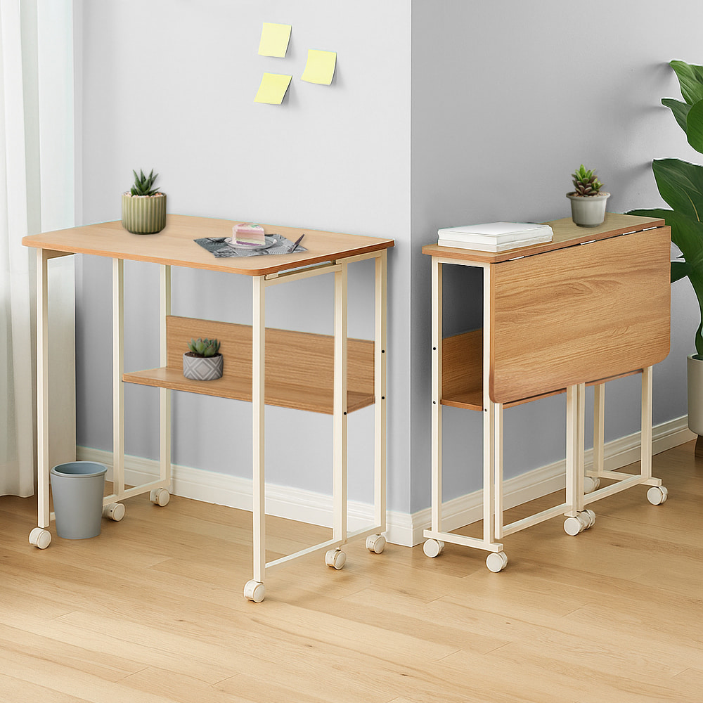 【AOTTO】簡約附輪可移動收納折疊桌-80公分(FT-303), , large