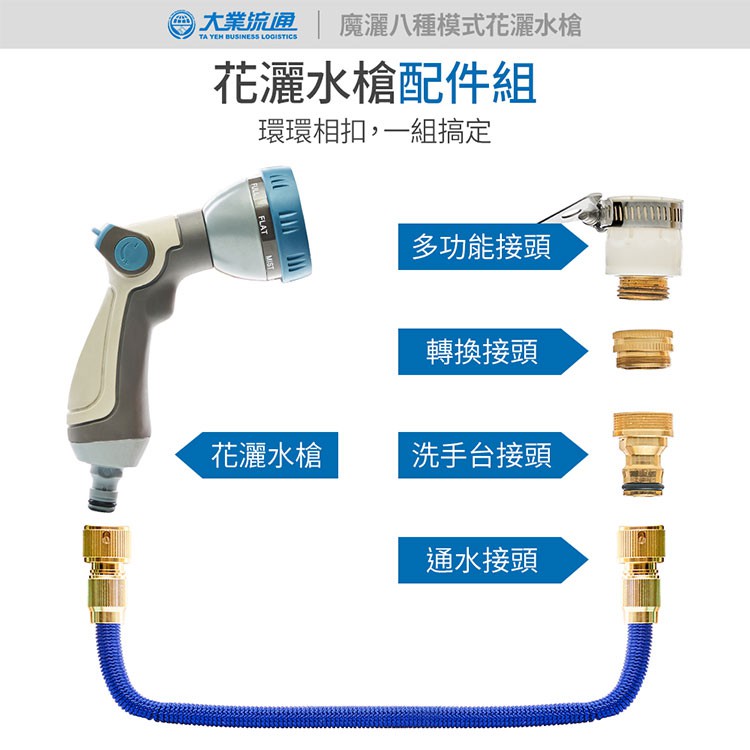 魔灑 八種模式多功能 加壓花灑水槍 伸縮水管 洗車水管 澆花水管 灑水槍 噴水槍 去汙, , large