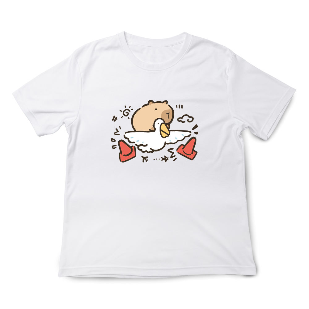 JZ TEE 卡皮巴拉-水豚與鵜鶘 印花短袖T恤, , large