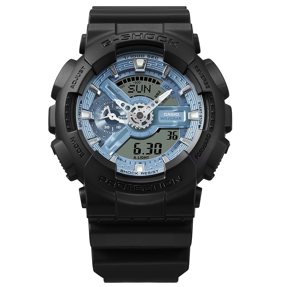 CASIO 卡西歐 G-SHOCK 冰藍色雙顯運動手錶 GA-110CD-1A2, , large