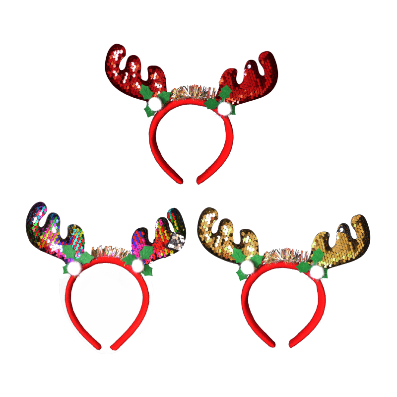 亮片彩蔥麋鹿髮箍, , large