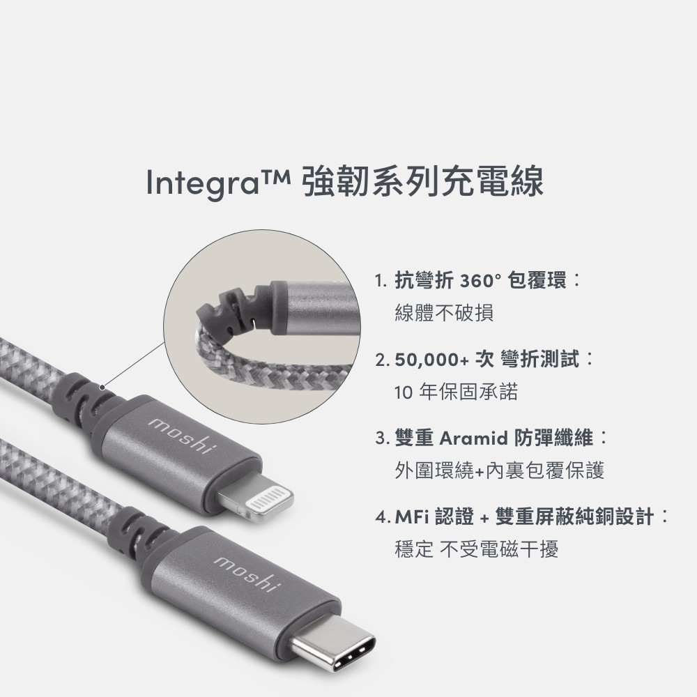 Moshi Integra USB-C to Lightning 90度彎頭 充電線 傳輸編織線（1.5m）iphone, , large