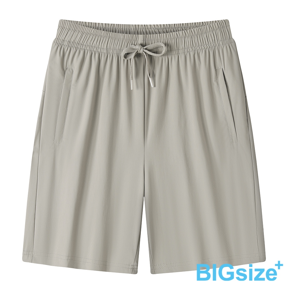 大尺碼-冰絲 排汗 彈性 短褲-黑/卡其/軍綠/灰-0205561, 70灰, large