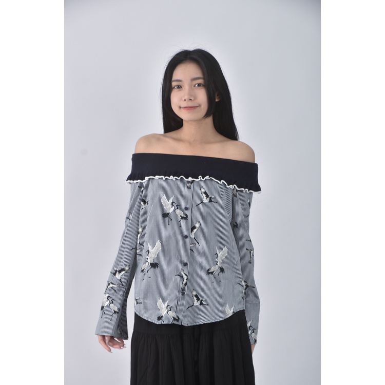 (S) moma質感藍色長袖上衣二手衣, , large