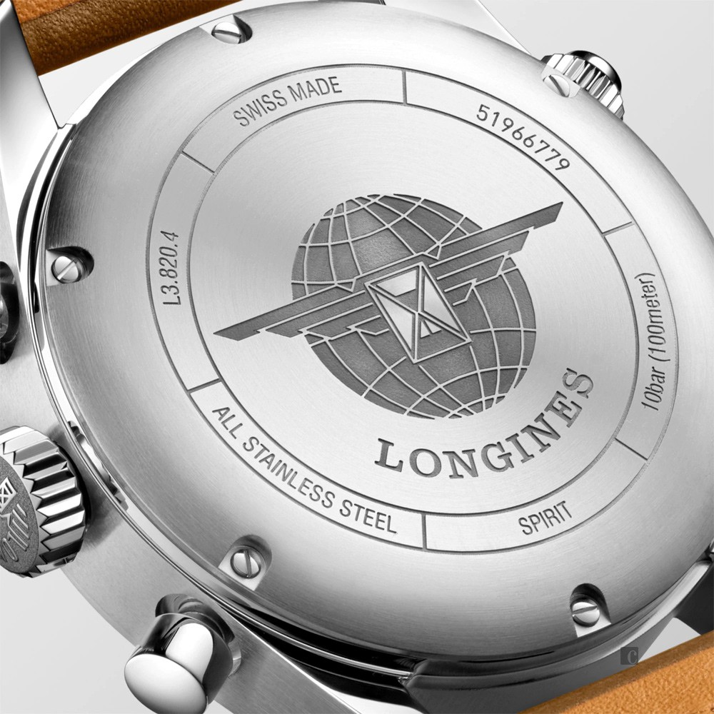LONGINES浪琴 Spirit 先行者系列飛行員計時機械錶-銀X咖啡/42mm L38204732, , large