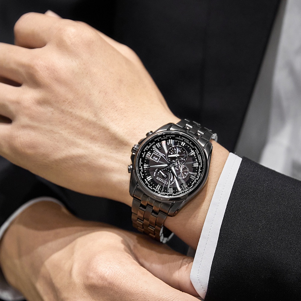 CITIZEN 星辰 亞洲限定款 光動能萬年曆電波手錶 AT9127-80E, , large
