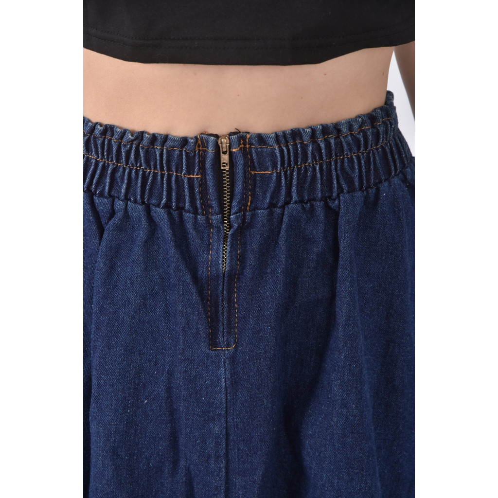 (Ｓ) 丹寧牛仔收腰藍色短裙二手衣, , large