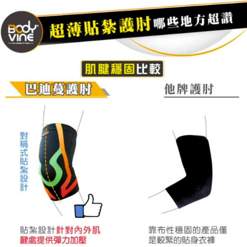 [BODYVINE巴迪蔓]超薄貼紮護肘-1只(CT-82515-2), , large
