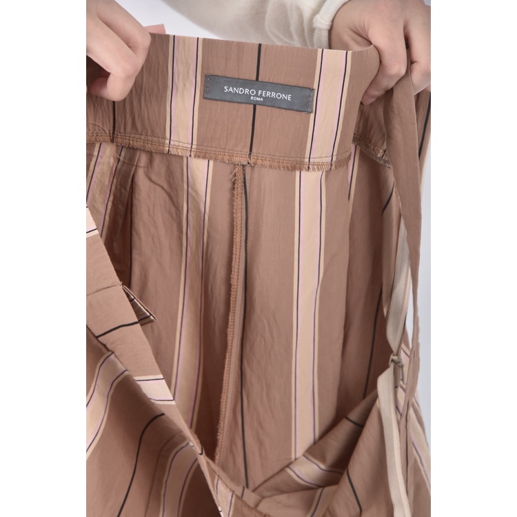(L) sandro freeone高腰質感條紋棕色長褲二手衣, , large