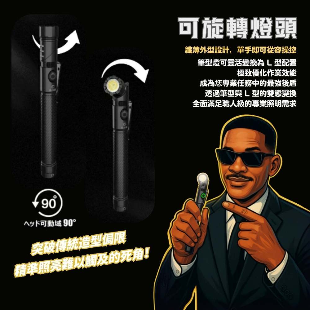 GOODGOODS HL-350F | Lightweight Pen-Shaped LED Flashlight / Work Light / Dustproof and Waterproof / Strong Magnetic Attachment (Japan), , large