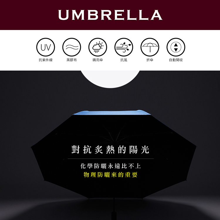 大傘面全遮光黑膠布自動摺疊傘-27吋-叢林綠-1支, , large